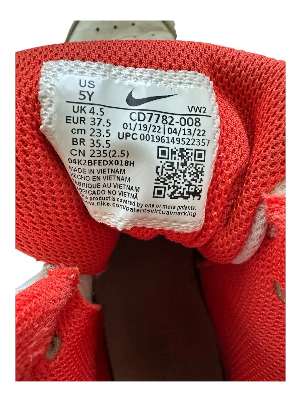 Nike Orange & White Court Borough Mid 2 Size 5Y